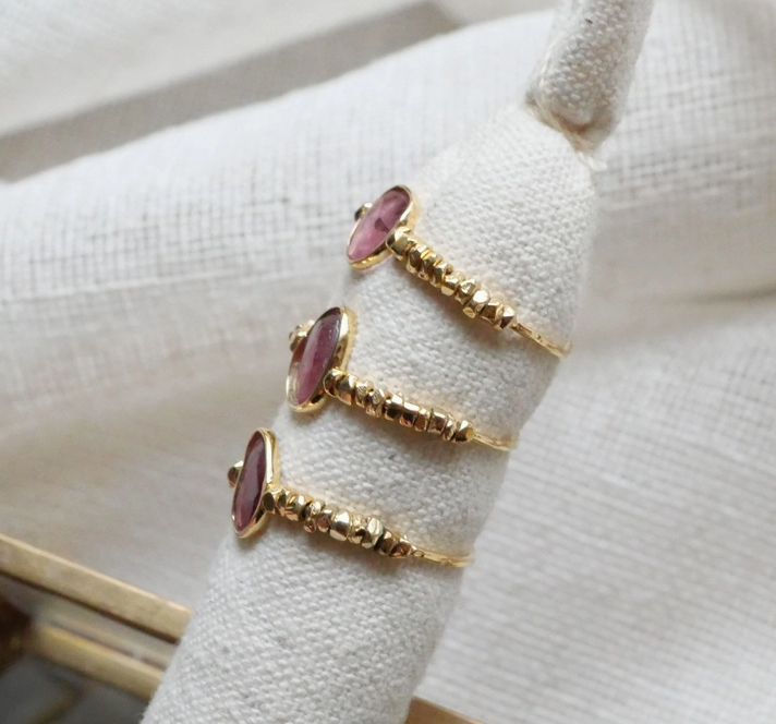 Bague en Tourmaline Rose sur monture doré