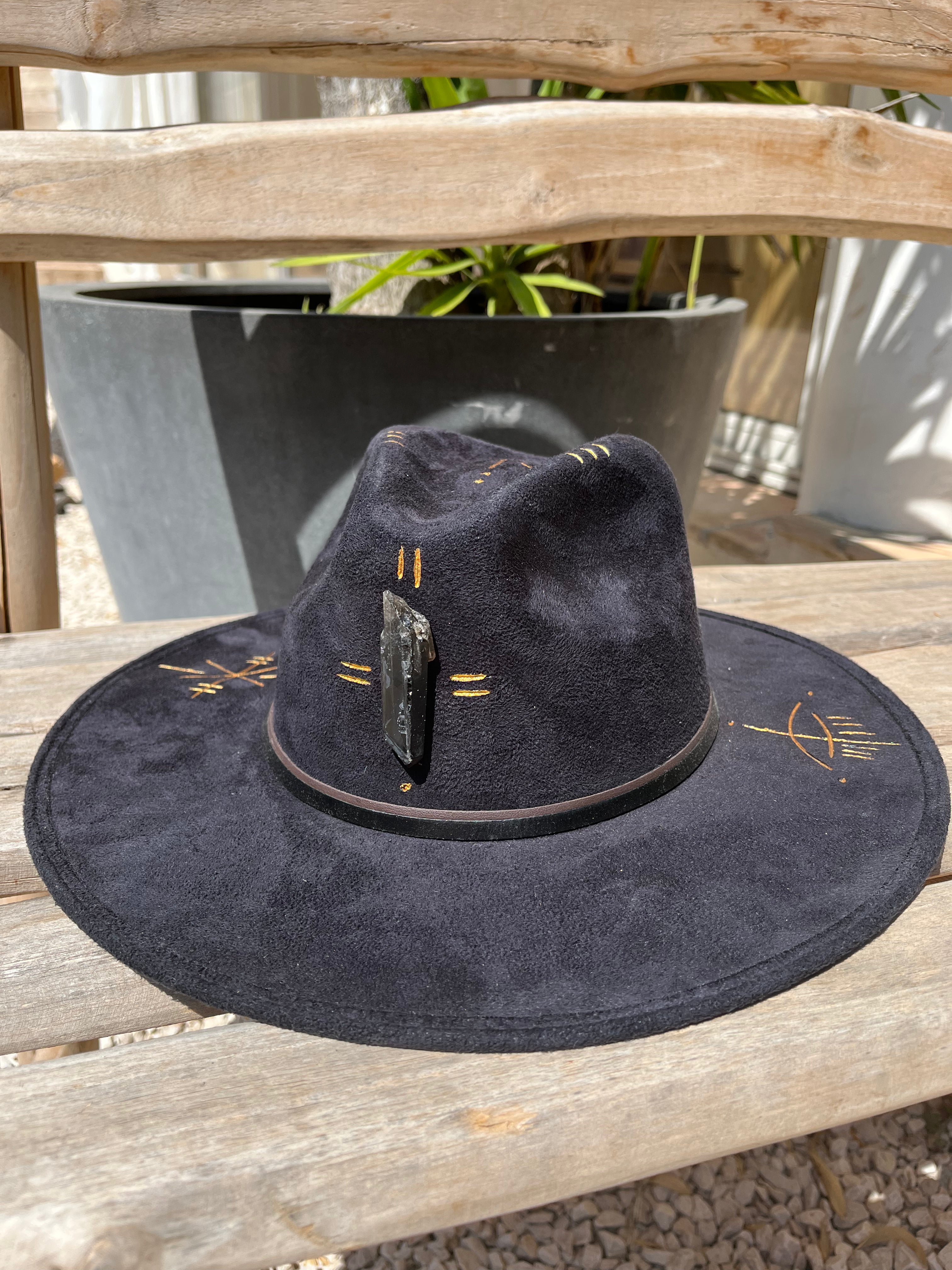 Chapeau Boho Ibiza Bleu Marine & Quartz Fumé
