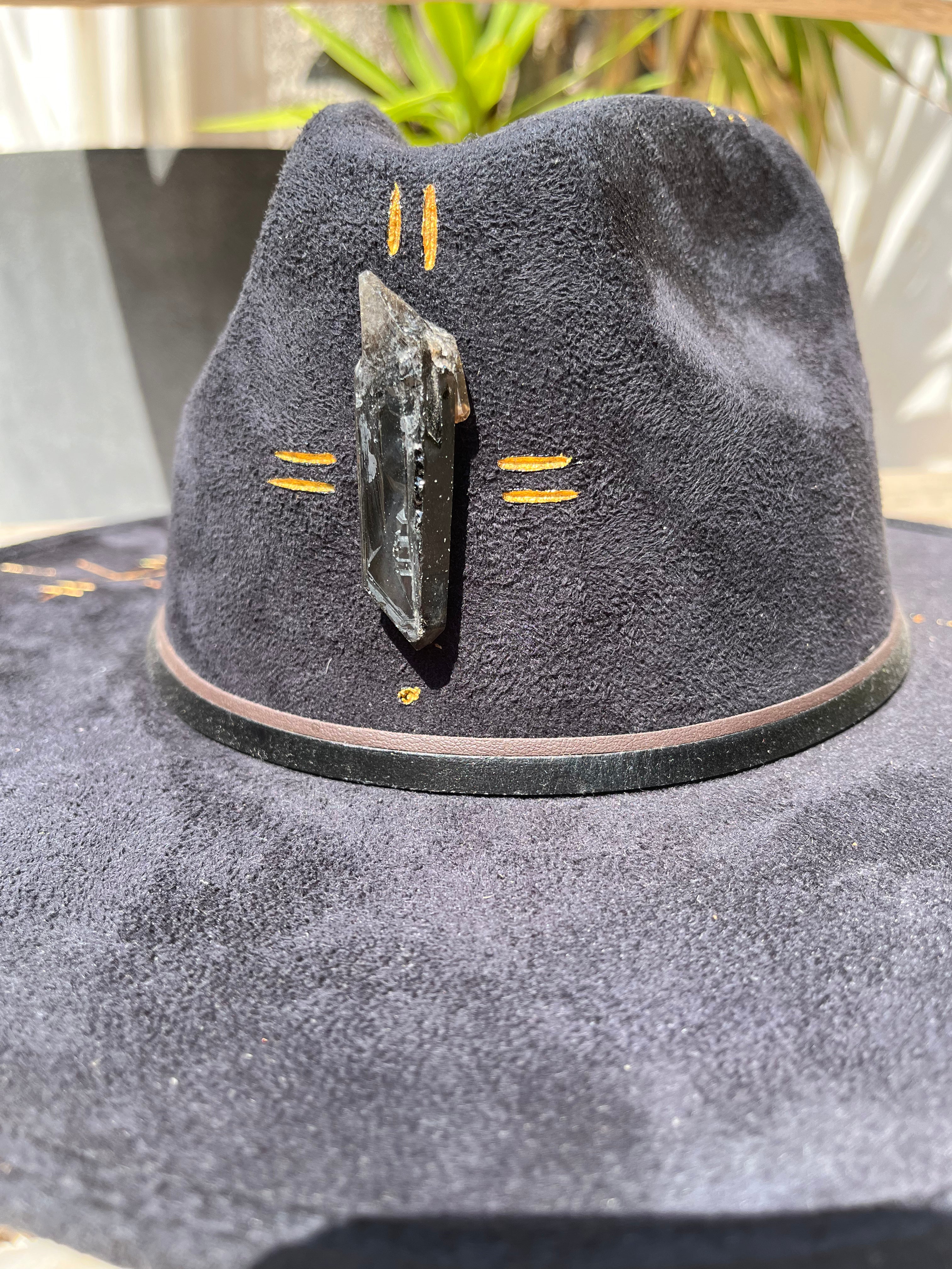 Chapeau Boho Ibiza Bleu Marine & Quartz Fumé