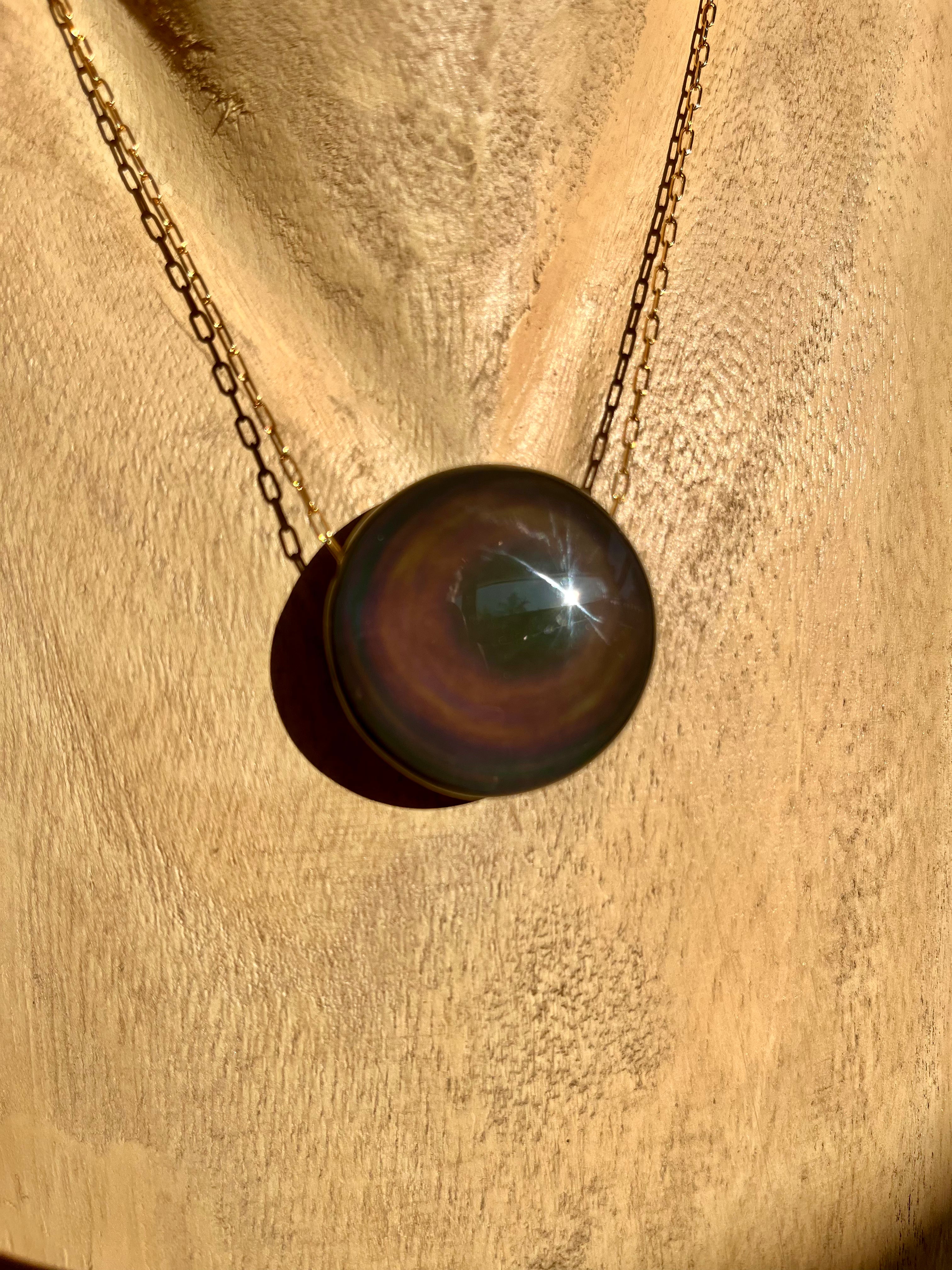 Pierre percée Obsidienne Œil Celeste