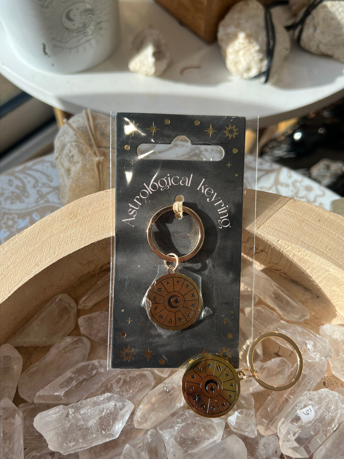 Porte cles rond avec les 12 signes astro