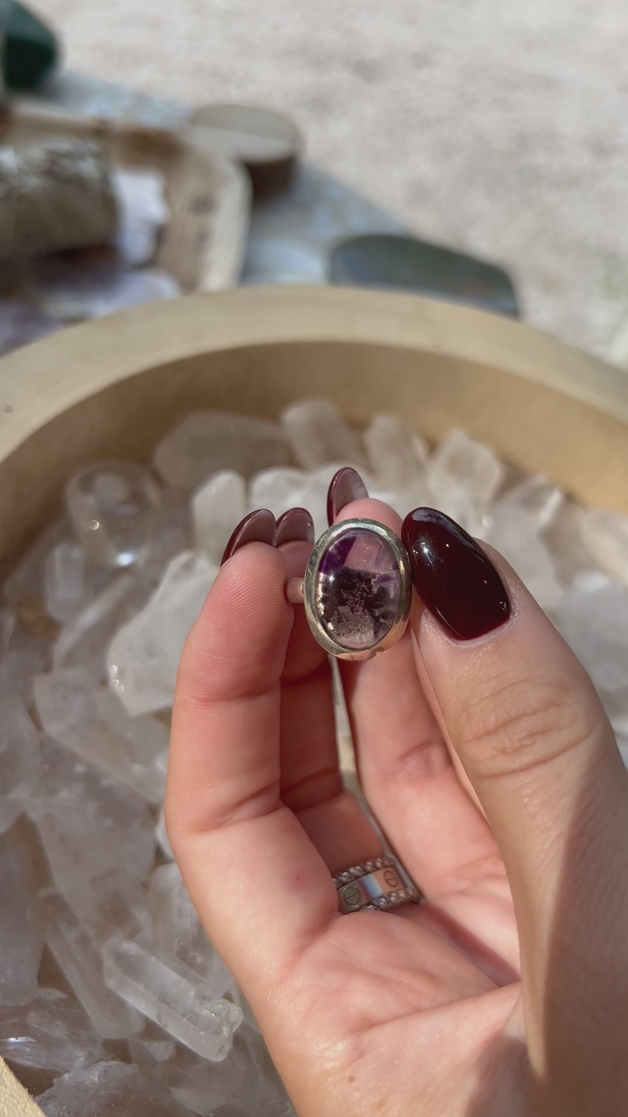Bague Argent Réglable Améthyste Fenêtre