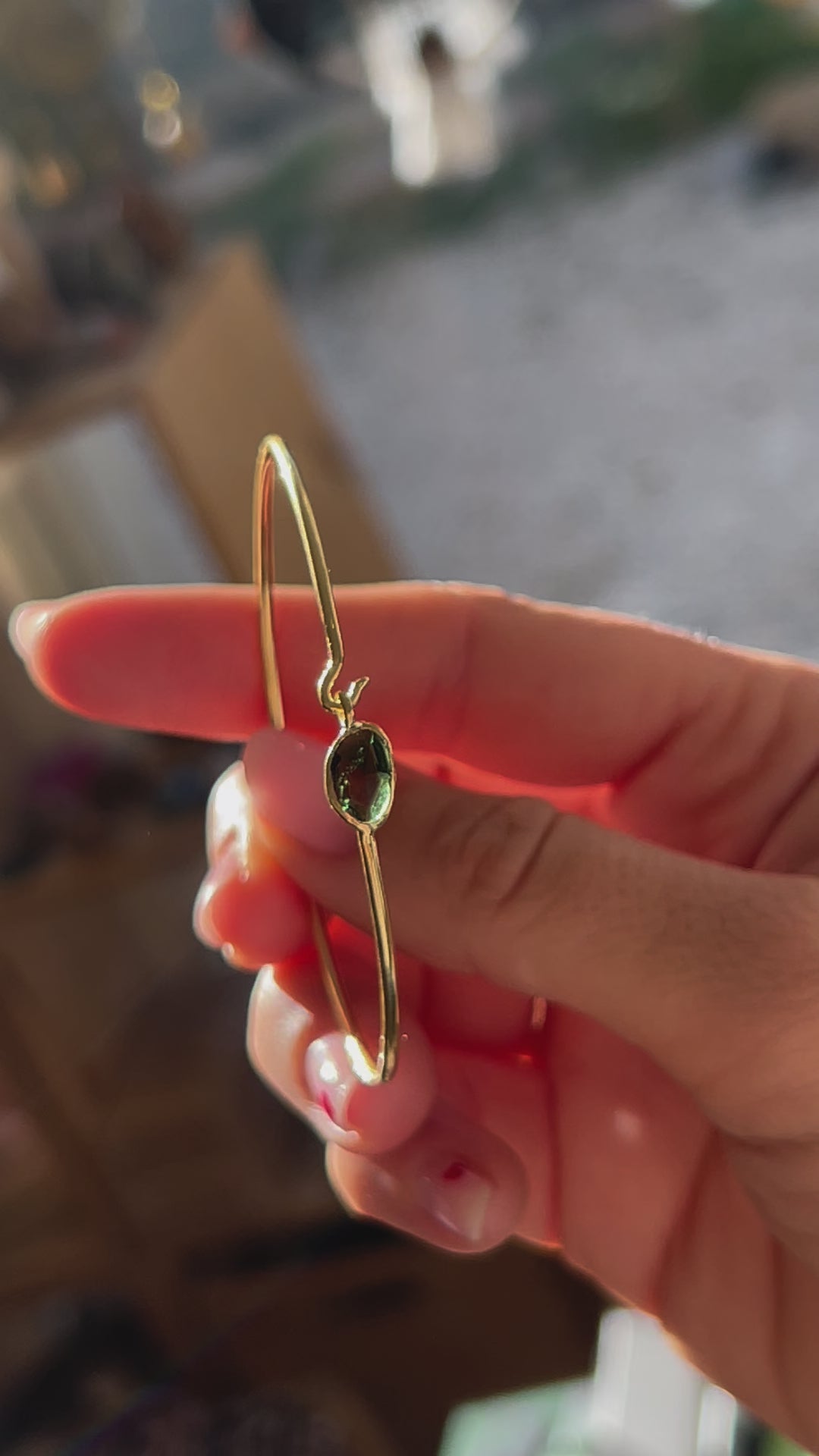 bijoux jonc or tourmaline verte