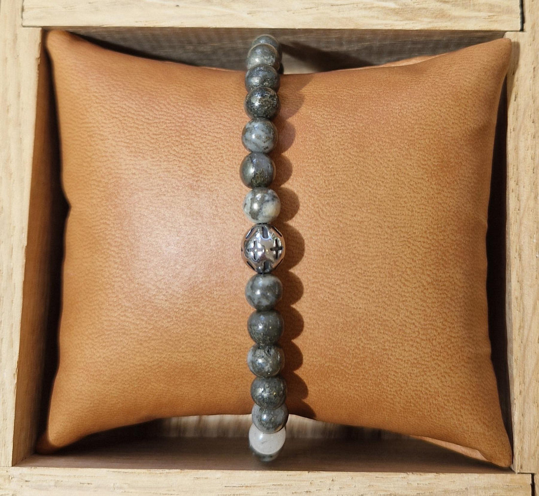 Bracelet boule homme Pyrite 6mm