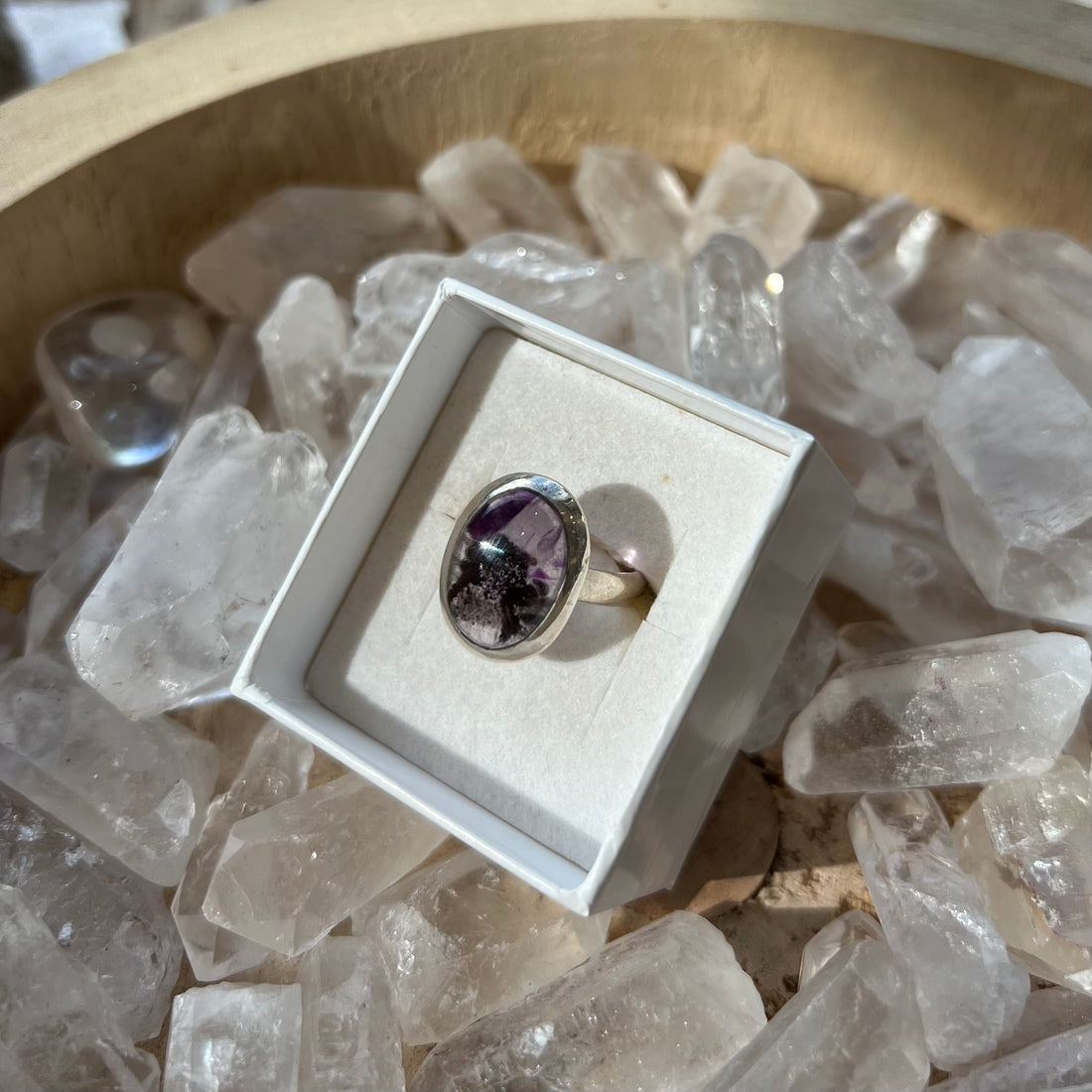 Bague Argent Réglable Améthyste Fenêtre