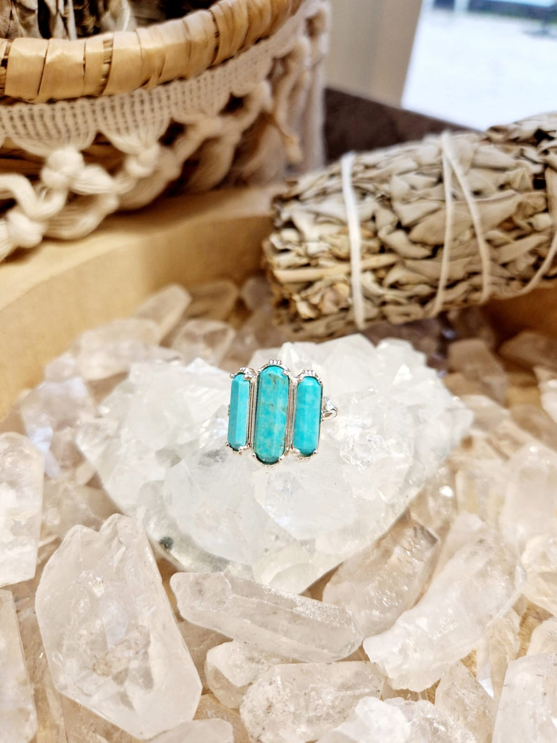 Bague en Turquoise trois rangs