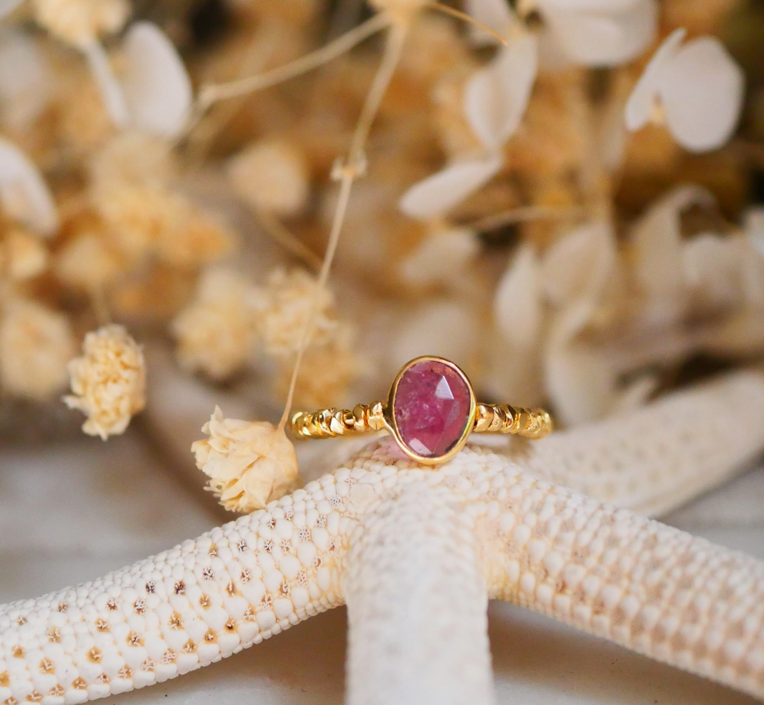 Bague en Tourmaline Rose sur monture doré