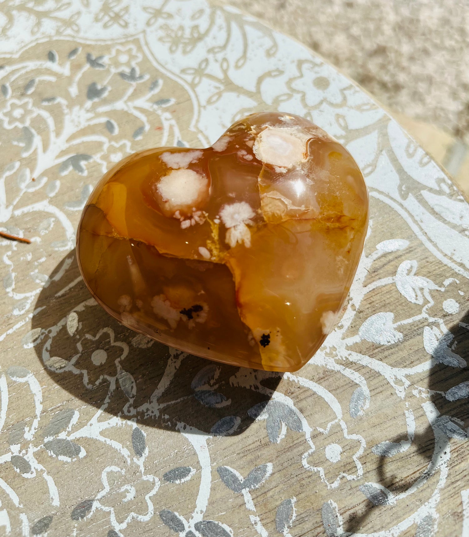 Coeur Agate Fleur de Cerisier