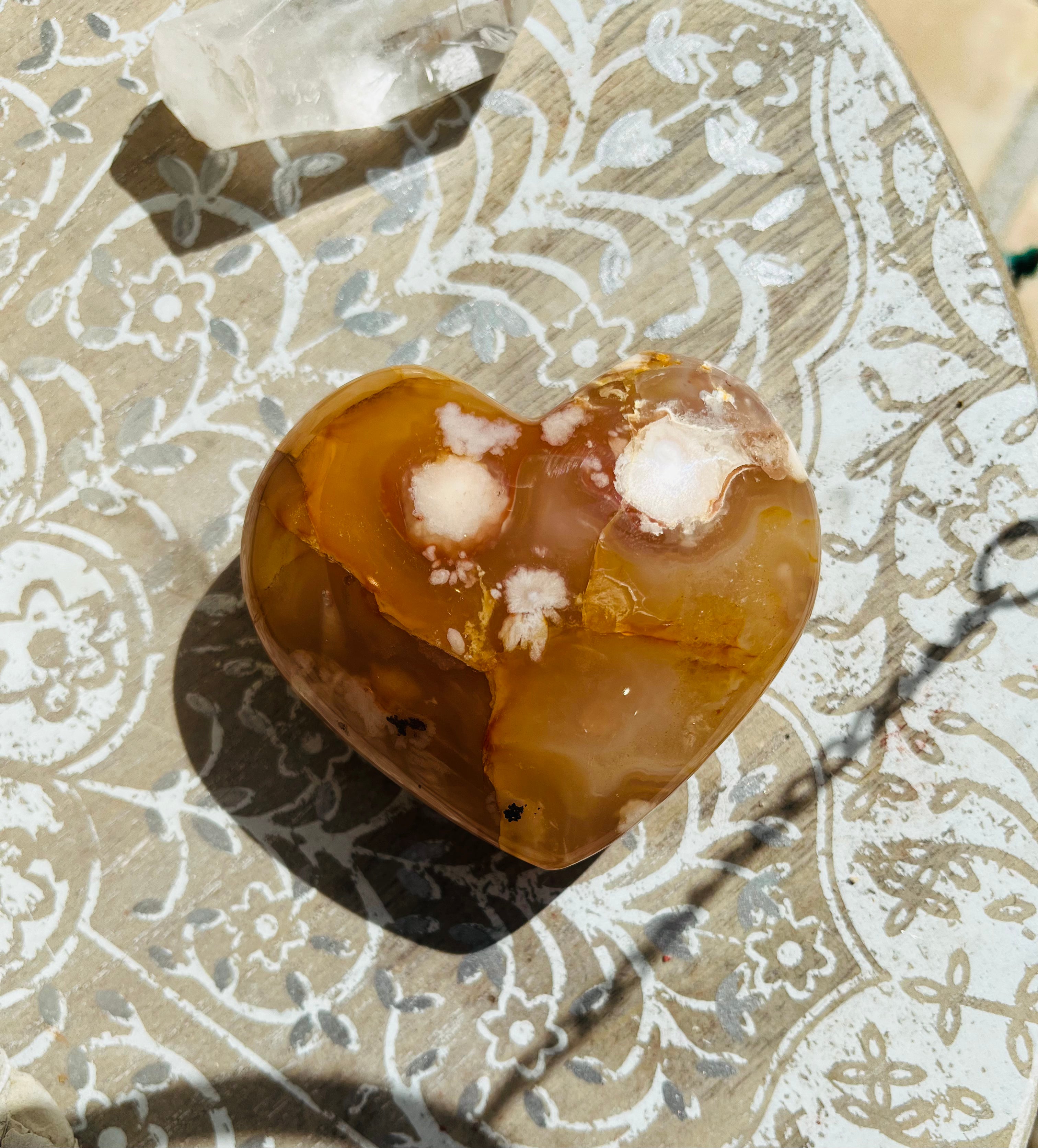 Coeur Agate Fleur de Cerisier