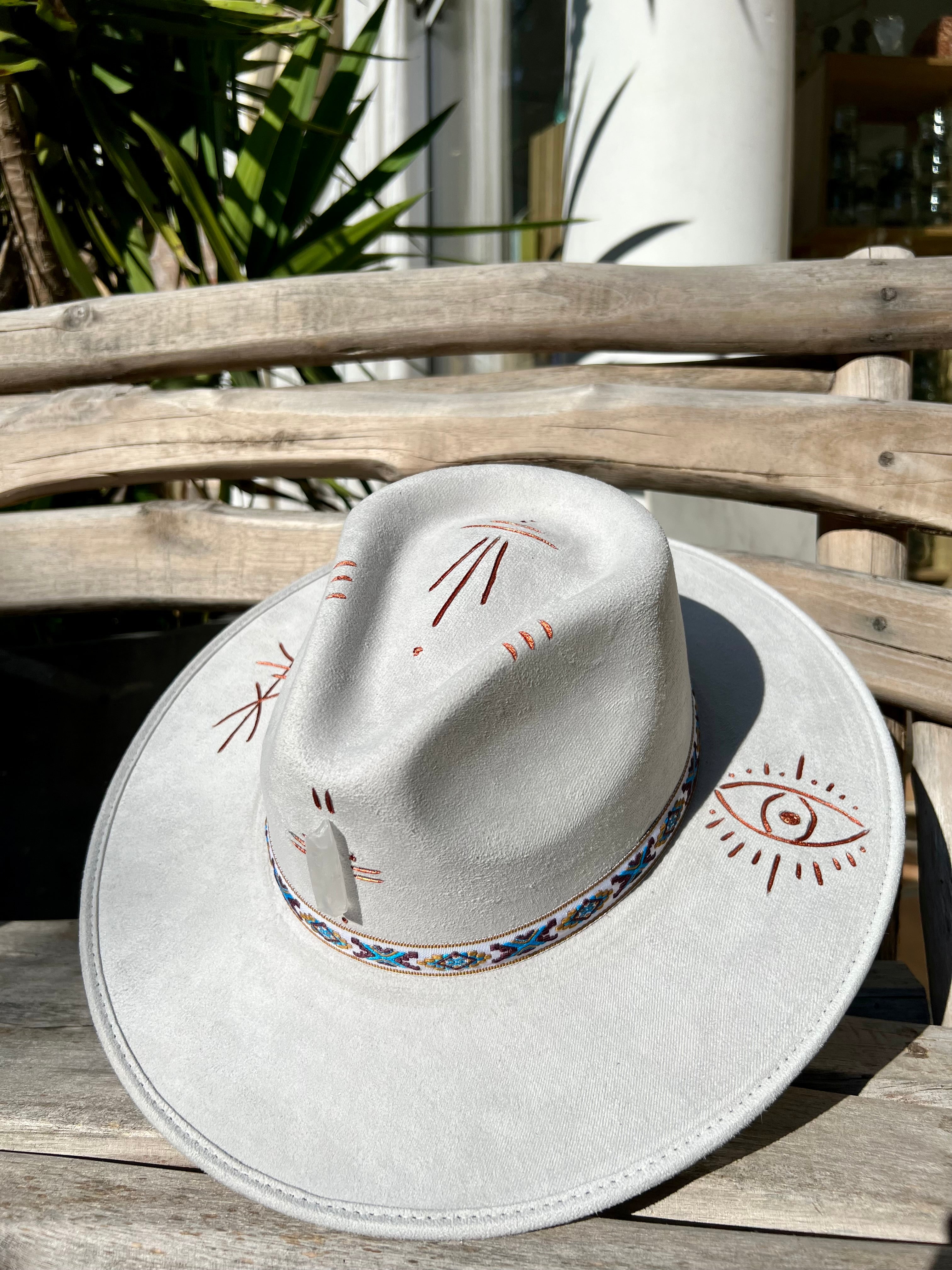 Chapeau Boho Ibiza Tribal &amp; Cristal de Roche