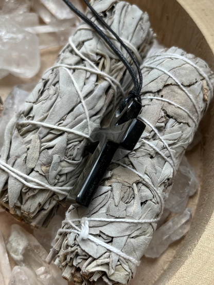 croix de vie obsidienne dorée 